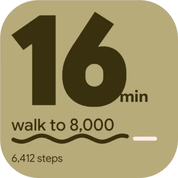 Steps: 16 min walk to 8,000